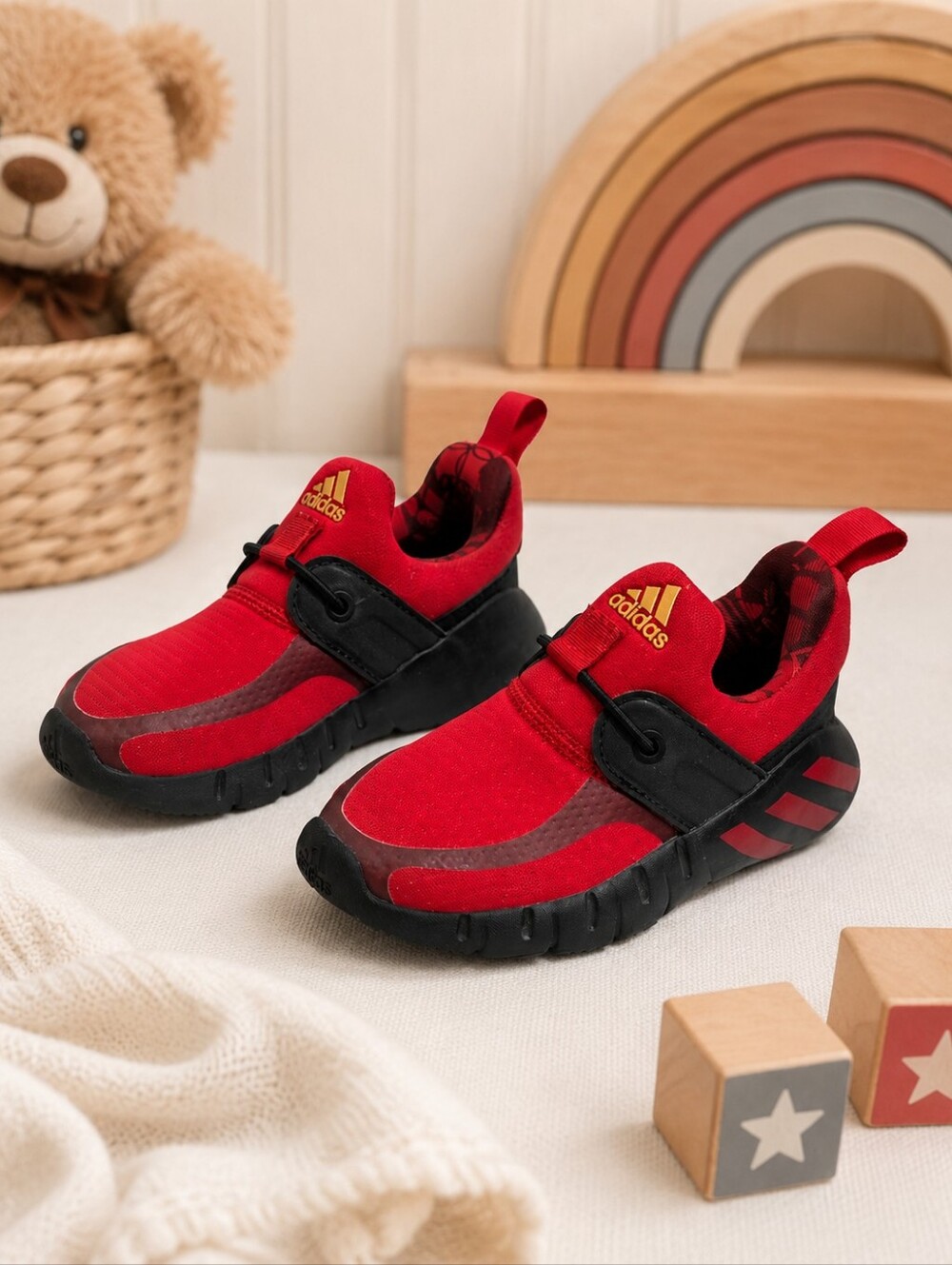 Adidas Toddler FortaRun AC I Red Black Sneakers Size 8.5K